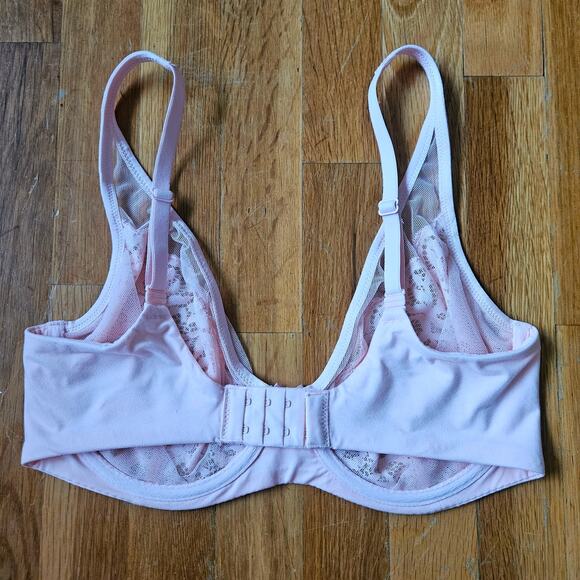 Victorias Secret Bra Size 34DD Lace Demi Pink Sheer Unlined Underwire Adjustable - Picture 5 of 8